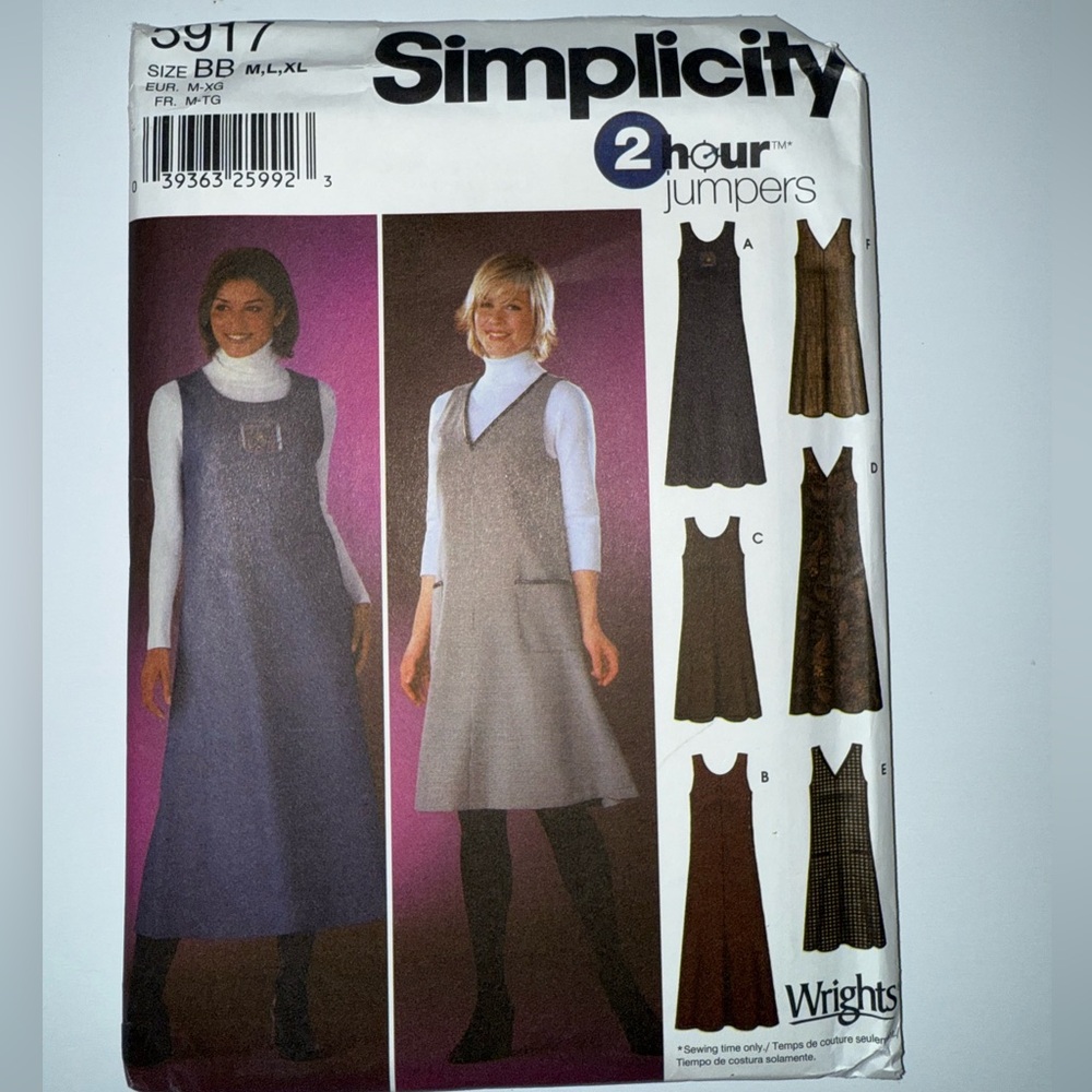 Simplicity Sewing Pattern Jumpers